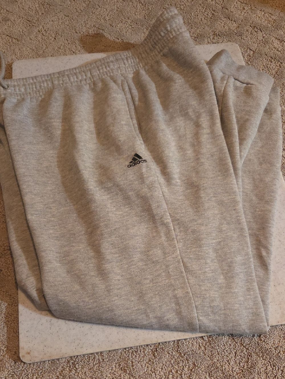 adidas Light Gray Kids' Fleece Joggers with Logo